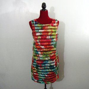 Attention 2-Piece Tropical Horizontal Striped Women’s Tank Top Skirt Set